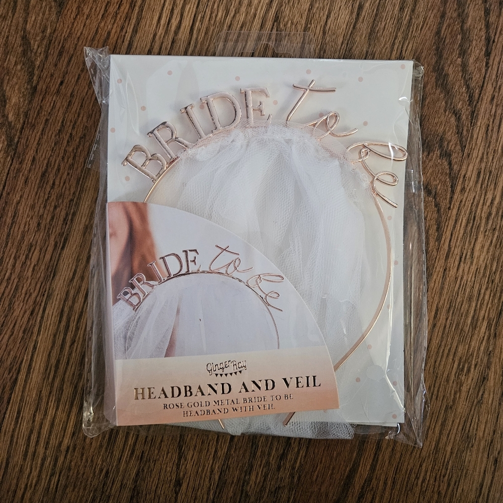 Bride To Be Headband and Veil - White